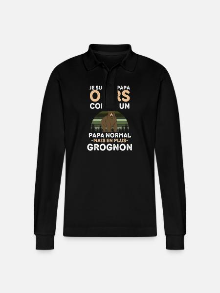 Papa Ours Grognon - Polo à manches longues bio PREPSTER Stanley/Stella Unisexe - noir