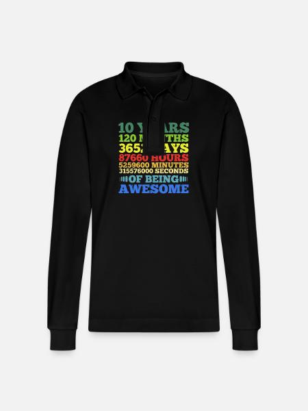Ten Years of Being Awesome - Stanley/Stella Organic Unisex Long-Sleeved Polo Shirt Prepster - black