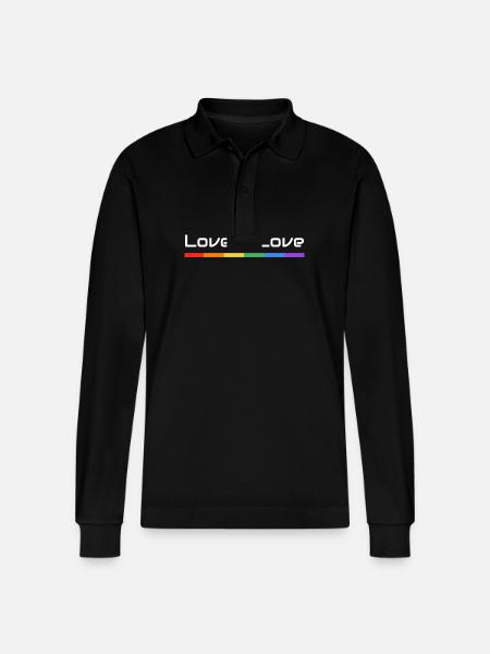 Love is Love Pride Flag Banner - Stanley/Stella Organic Unisex Long-Sleeved Polo Shirt Prepster - black