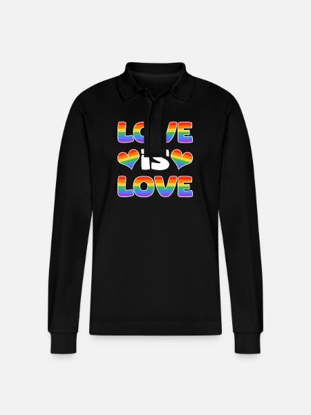 Love Is Love Pride Lettering - Stanley/Stella Organic Unisex Long-Sleeved Polo Shirt Prepster - black