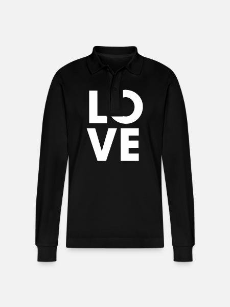 Love Square Typo - Stanley/Stella Organic Unisex Long-Sleeved Polo Shirt Prepster - black