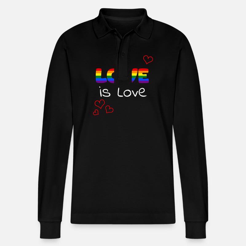 L’amour, c’est l’amour, fierté arc-en-ciel - Polo à manches longues bio PREPSTER Stanley/Stella Unisexe - noir