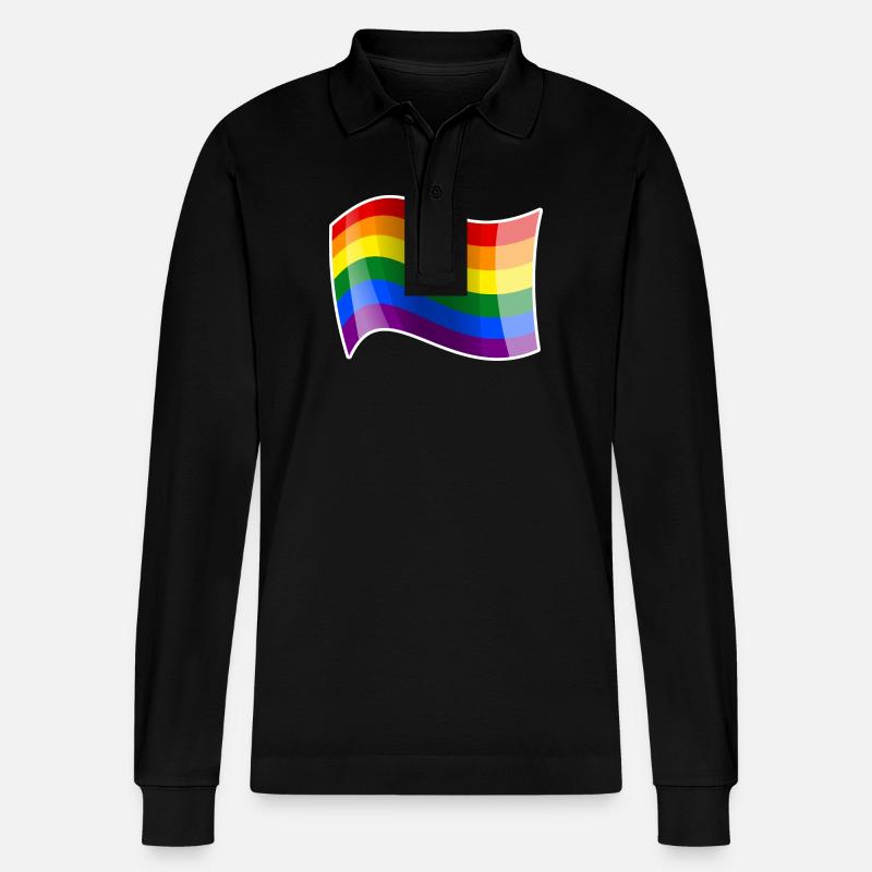 Regenbogenwelle Energieschimmer - Stanley/Stella Unisex Bio-Langarm-Poloshirt Prepster - Schwarz