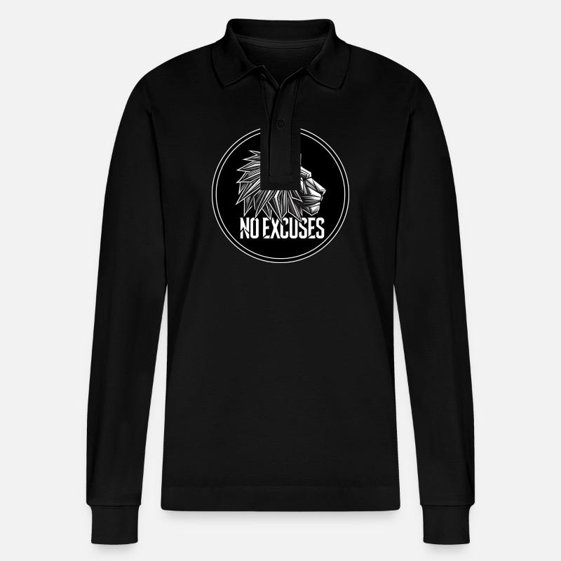 Geometrischer Löwe No Excuses - Stanley/Stella Unisex Bio-Langarm-Poloshirt Prepster - Schwarz
