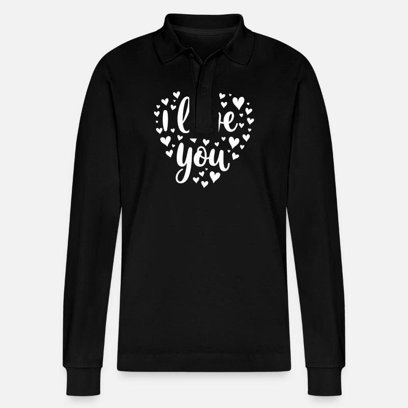 Ich liebe dich, Weiß - Stanley/Stella Unisex Bio-Langarm-Poloshirt Prepster - Schwarz