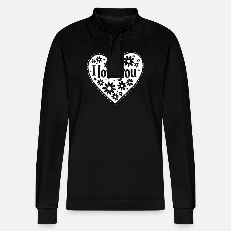 Je t’aime, blanc - Polo à manches longues bio PREPSTER Stanley/Stella Unisexe - noir