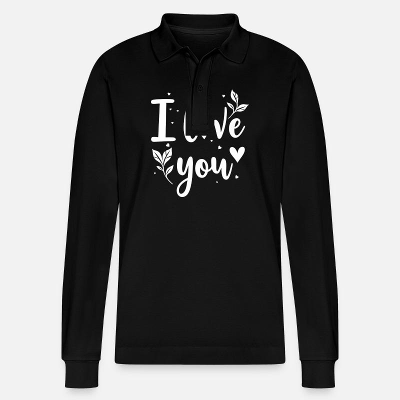 Ich liebe dich, Weiß - Stanley/Stella Unisex Bio-Langarm-Poloshirt Prepster - Schwarz