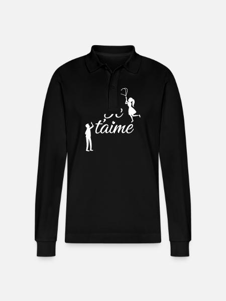 Ich liebe dich - Stanley/Stella Unisex Bio-Langarm-Poloshirt Prepster - Schwarz