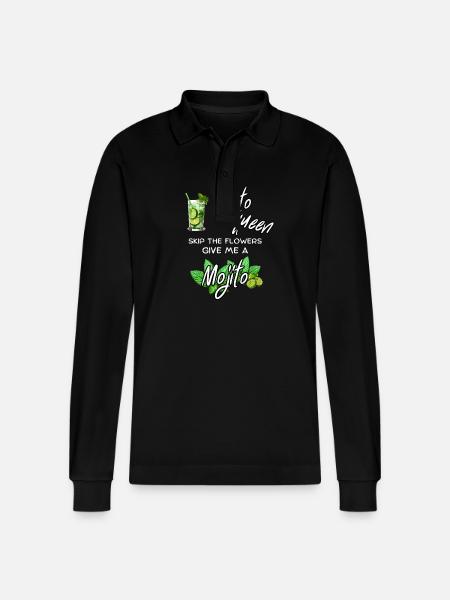 Mojito Queen - Stanley/Stella Organic Unisex Long-Sleeved Polo Shirt Prepster - black