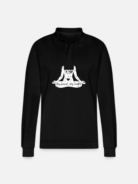Yoga Kunst #13 - Stanley/Stella Unisex Bio-Langarm-Poloshirt Prepster - Schwarz