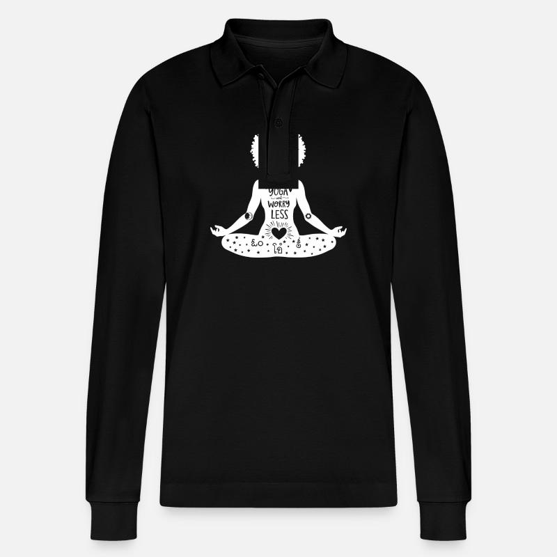 Yoga Kunst #4 - Stanley/Stella Unisex Bio-Langarm-Poloshirt Prepster - Schwarz