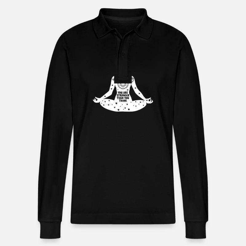 Yoga Kunst #9 - Stanley/Stella Unisex Bio-Langarm-Poloshirt Prepster - Schwarz