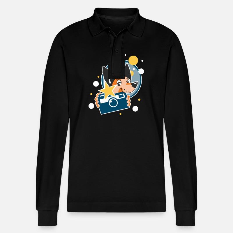Hundefotograf - Stanley/Stella Unisex Bio-Langarm-Poloshirt Prepster - Schwarz