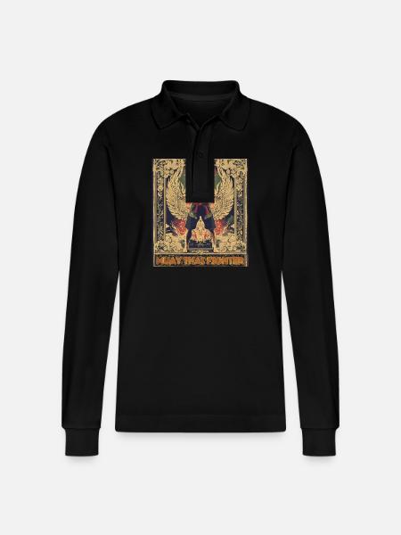 Winged Muay Thai Fighter - Stanley/Stella Organic Unisex Long-Sleeved Polo Shirt Prepster - black
