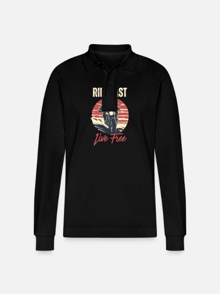 Ride Fast Live Free Moto Graphic - Stanley/Stella Organic Unisex Long-Sleeved Polo Shirt Prepster - black
