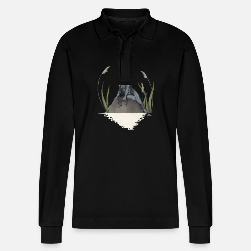 Nymphe in einem Teich - Stanley/Stella Unisex Bio-Langarm-Poloshirt Prepster - Schwarz