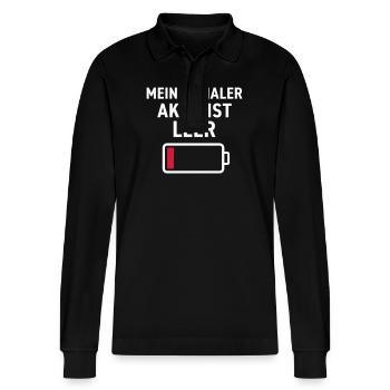Ma batterie sociale est vide Dire - Polo à manches longues bio PREPSTER Stanley/Stella Unisexe - noir - Devant - Anna (173cm) & Nico (186cm)