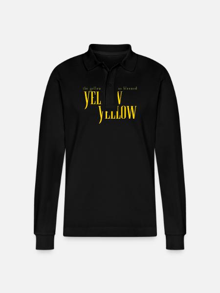 Typographie double jaune en gros avec floraison - Polo à manches longues bio PREPSTER Stanley/Stella Unisexe - noir