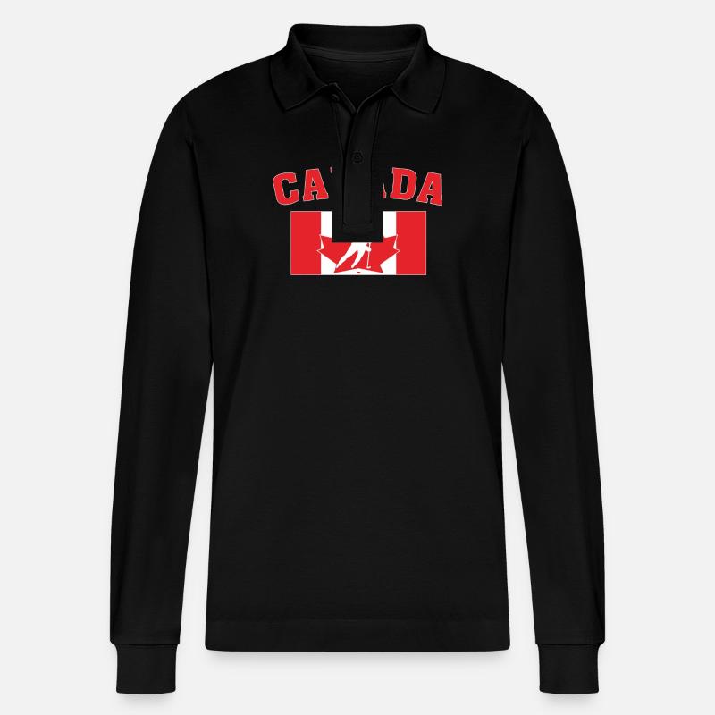 Drapeau du Canada de hockey - Polo à manches longues bio PREPSTER Stanley/Stella Unisexe - noir