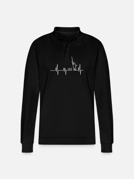 Father and son heartbeat - Stanley/Stella Organic Unisex Long-Sleeved Polo Shirt Prepster - black