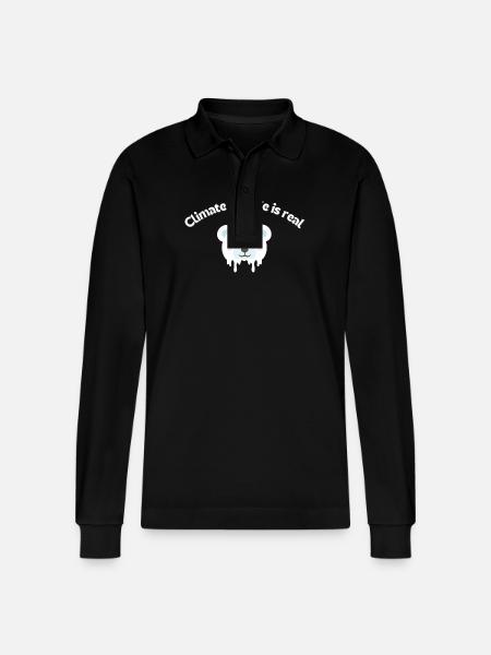 Melting Polar Bear Portrait - Stanley/Stella Organic Unisex Long-Sleeved Polo Shirt Prepster - black