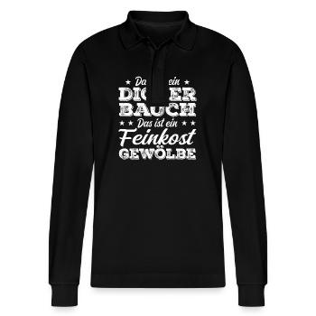 Feinkostgewölbe Charme - Stanley/Stella Unisex Bio-Langarm-Poloshirt Prepster - Schwarz - Vorne - Anna (173cm) & Nico (186cm)