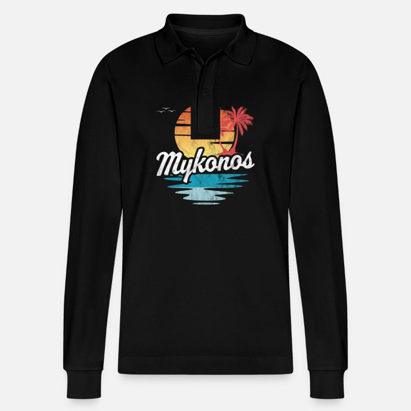 Mykonos - Stanley/Stella Unisex Bio-Langarm-Poloshirt Prepster - Schwarz