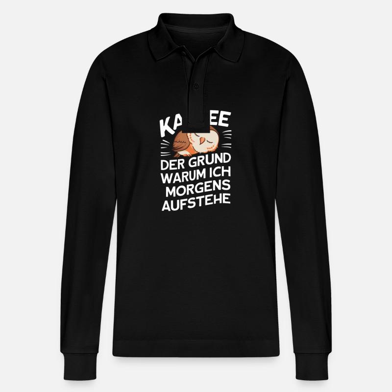 Nachteule Eule Eulen Vogel - Stanley/Stella Unisex Bio-Langarm-Poloshirt Prepster - Schwarz
