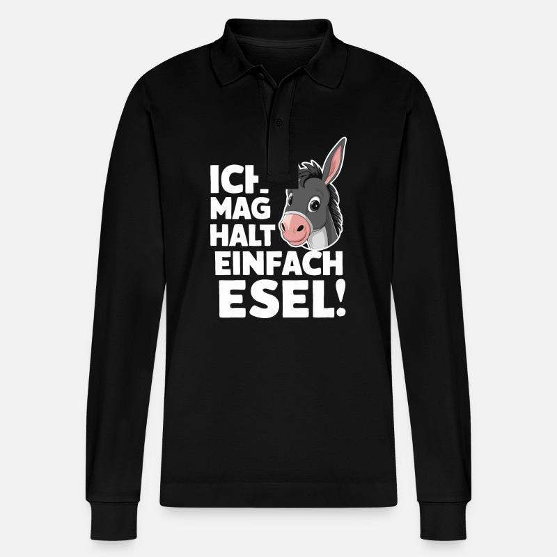 Esel Eselchen Maultier Muli - Stanley/Stella Unisex Bio-Langarm-Poloshirt Prepster - Schwarz