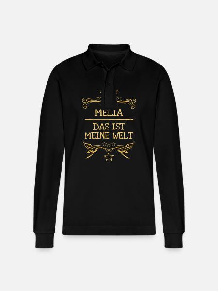 Nom de la fille Melia - Polo à manches longues bio PREPSTER Stanley/Stella Unisexe - noir