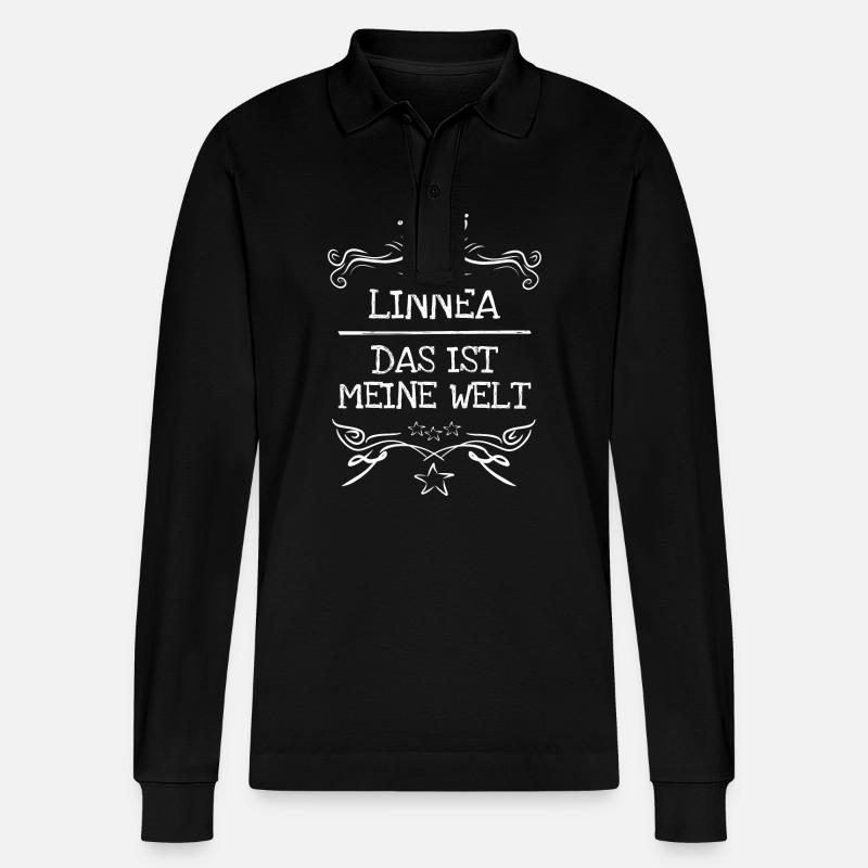 Linnea als Mädchenname - Stanley/Stella Unisex Bio-Langarm-Poloshirt Prepster - Schwarz