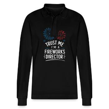 Pyrotechniker Feuerwerk Pyrotechnik - Stanley/Stella Unisex Bio-Langarm-Poloshirt Prepster - Schwarz - Vorne - Anna (173cm) & Nico (186cm)