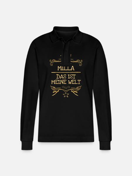 Milla als Mädchenname - Stanley/Stella Unisex Bio-Langarm-Poloshirt Prepster - Schwarz