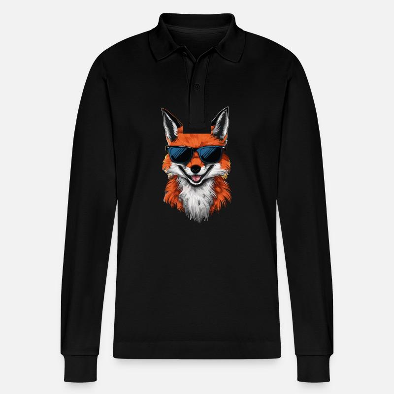 Fuchs Füchse Tier - Stanley/Stella Unisex Bio-Langarm-Poloshirt Prepster - Schwarz