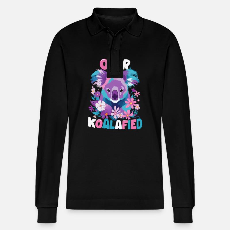 Koala Koalas Koalabär Tier - Stanley/Stella Unisex Bio-Langarm-Poloshirt Prepster - Schwarz