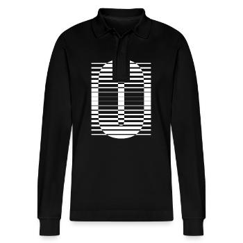 LETTER O - Stanley/Stella Organic Unisex Long-Sleeved Polo Shirt Prepster - black - Front - Anna (173cm) & Nico (186cm)