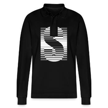 INITIAL S - Stanley/Stella Organic Unisex Long-Sleeved Polo Shirt Prepster - black - Front - Anna (173cm) & Nico (186cm)