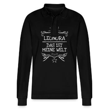 Maiden name Leonora - Stanley/Stella Organic Unisex Long-Sleeved Polo Shirt Prepster - black - Front - Anna (173cm) & Nico (186cm)