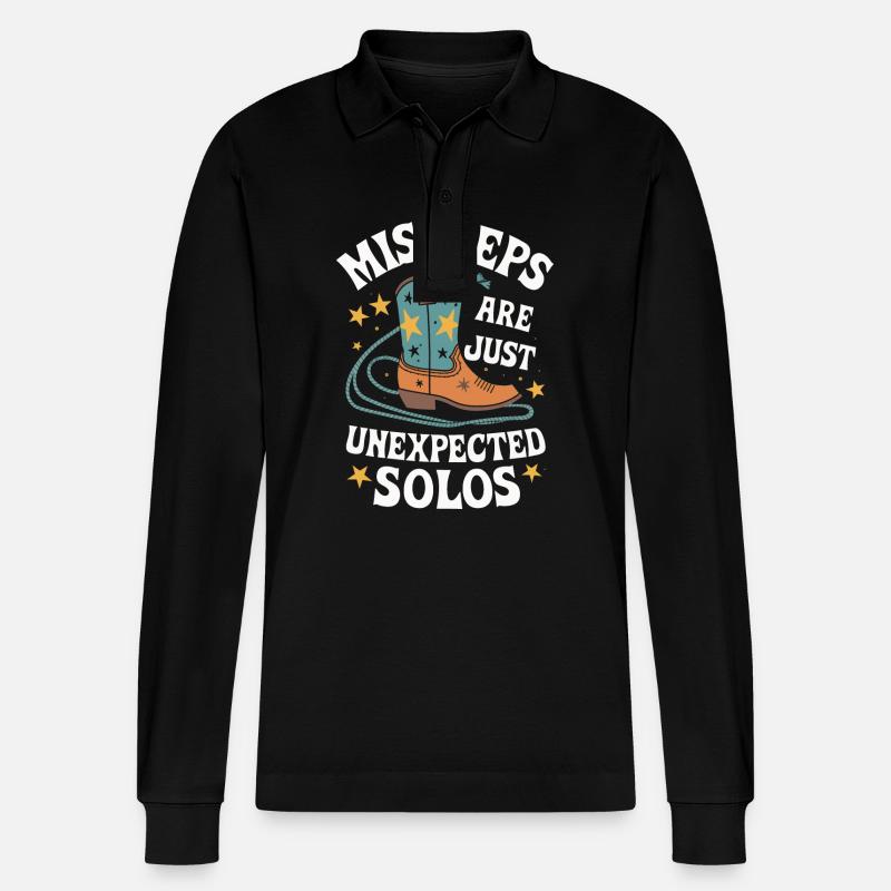 Line Dancing Dancing Dancers - Stanley/Stella Organic Unisex Long-Sleeved Polo Shirt Prepster - black