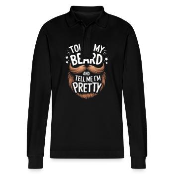 Bart Schnurrbart Bärtige Männer - Stanley/Stella Unisex Bio-Langarm-Poloshirt Prepster - Schwarz - Vorne - Anna (173cm) & Nico (186cm)