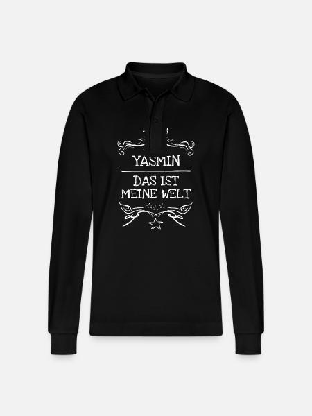 Yasmin als Mädchenname - Stanley/Stella Unisex Bio-Langarm-Poloshirt Prepster - Schwarz