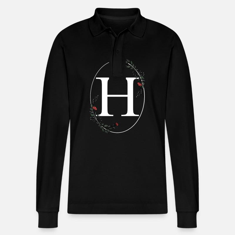 Buchstabe H - Stanley/Stella Unisex Bio-Langarm-Poloshirt Prepster - Schwarz