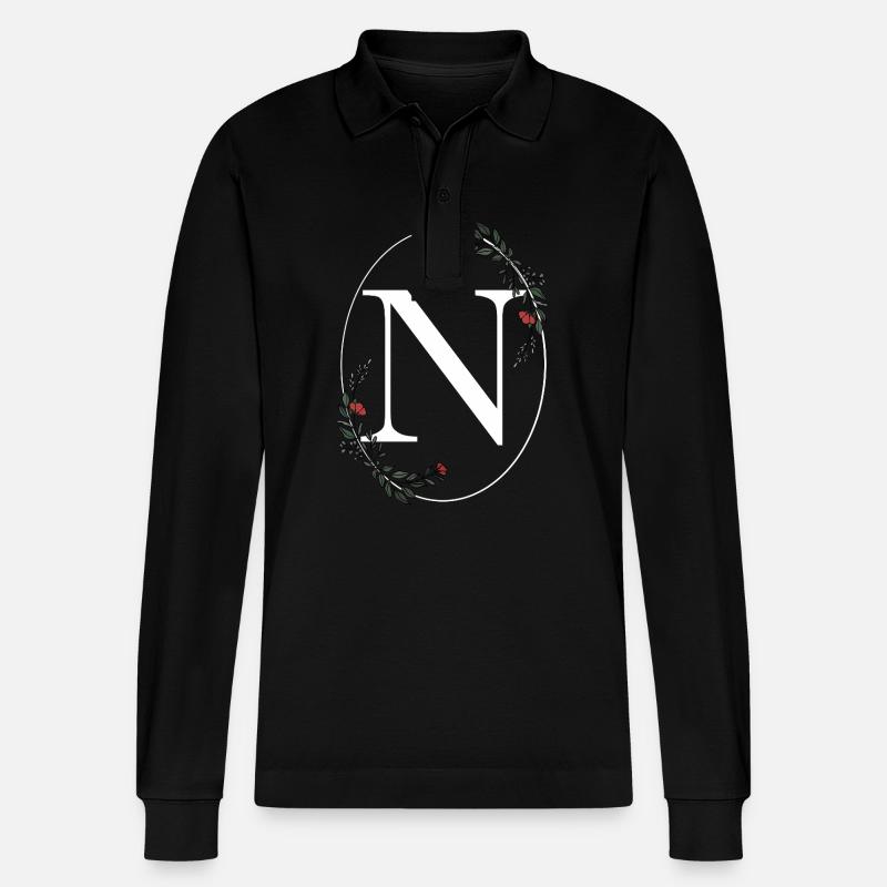 Buchstabe N - Stanley/Stella Unisex Bio-Langarm-Poloshirt Prepster - Schwarz