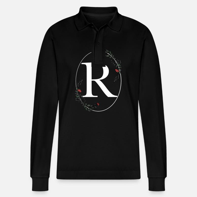 Buchstabe R - Stanley/Stella Unisex Bio-Langarm-Poloshirt Prepster - Schwarz