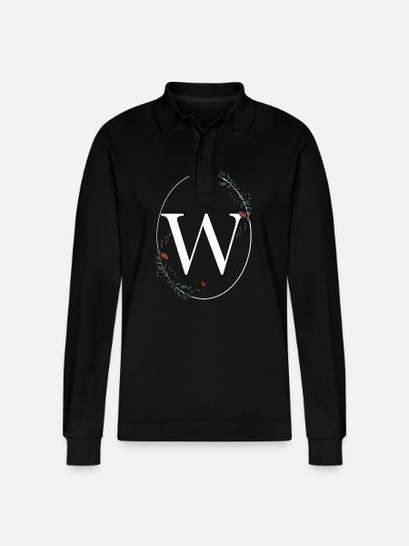 Letter W - Stanley/Stella Organic Unisex Long-Sleeved Polo Shirt Prepster - black
