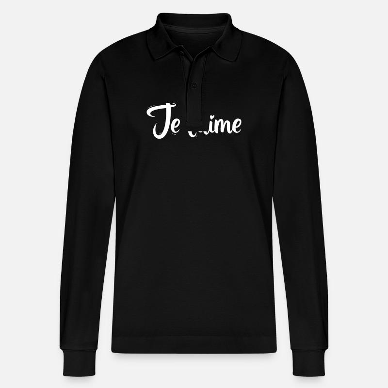 Je t'aime - Polo à manches longues bio PREPSTER Stanley/Stella Unisexe - noir