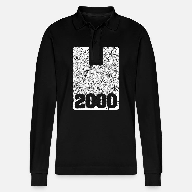 Zahl 2000 - Stanley/Stella Unisex Bio-Langarm-Poloshirt Prepster - Schwarz
