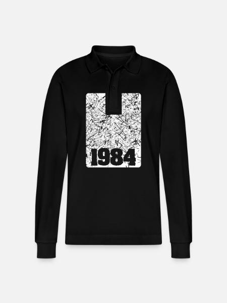 Number 1984 - Stanley/Stella Organic Unisex Long-Sleeved Polo Shirt Prepster - black