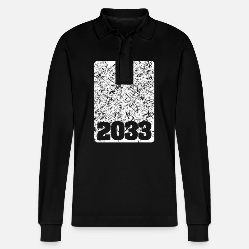 Jahr 2033 - Stanley/Stella Unisex Bio-Langarm-Poloshirt Prepster - Schwarz
