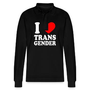 I love transgender trans - Stanley/Stella Unisex Bio-Langarm-Poloshirt Prepster - Schwarz - Vorne - Anna (173cm) & Nico (186cm)